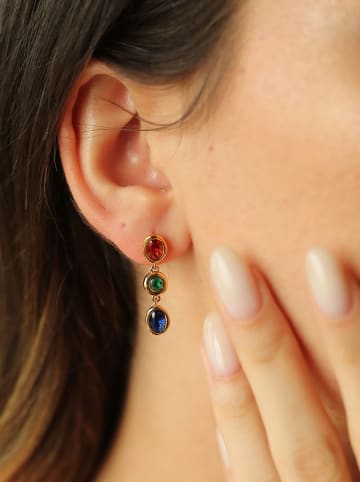 Pierres de Jade Vergulde oorstekers met edelstenen