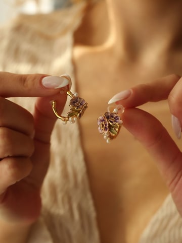 Pierres de Jade Vergulde halfcreolen met parels