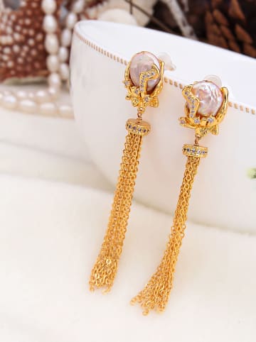 Pierres de Jade Vergulde oorstekers met parelmoer en edelstenen