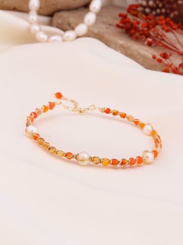 Pierres de Jade Vergulde armband met parels en edelstenen