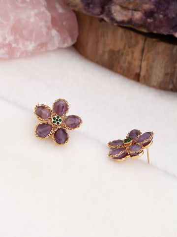 Pierres de Jade Vergold. Ohrstecker mit Edelsteinen