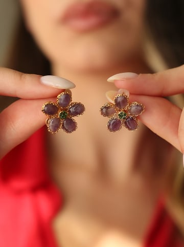 Pierres de Jade Vergold. Ohrstecker mit Edelsteinen