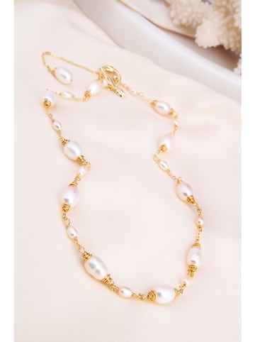 Pierres delicates Parelketting wit- (L)45 cm