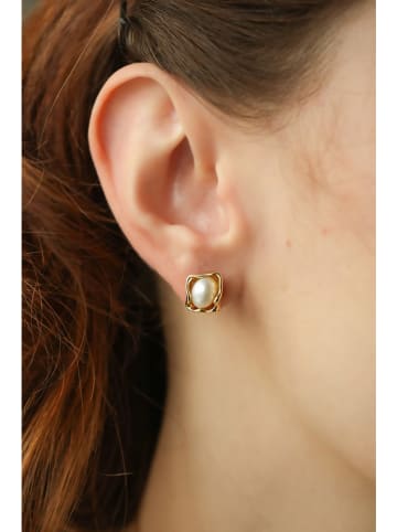 Pierres delicates Kolczyki-wkrętki w kolorze białym z perłami