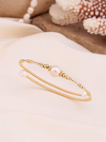 Pierres de Jade Vergulde armband met parels