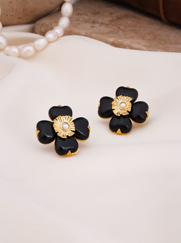 Pierres de Jade Vergulde oorstekers met parels en edelstenen