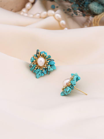 Pierres de Jade Vergulde oorstekers met parels en edelstenen