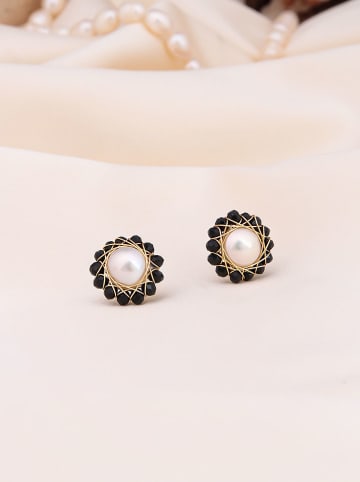 Pierres de Jade Vergold. Ohrstecker mit Perlen und Edelsteinen