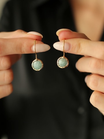 Pierres de Jade Vergold. Ohrringe mit Edelsteinen