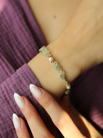 Pierres de Jade Vergulde armband met edelstenen en parels