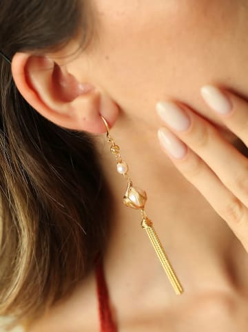 Pierres de Jade Pozłacane kolczyki z perłami