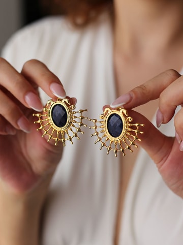 Pierres de Jade Vergold. Ohrstecker mit Edelsteinen