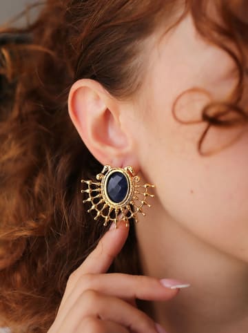 Pierres de Jade Pozłacane kolczyki-wkrętki z agatami