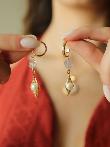 Pierres de Jade Vergulde oorstekers met parels en edelstenen