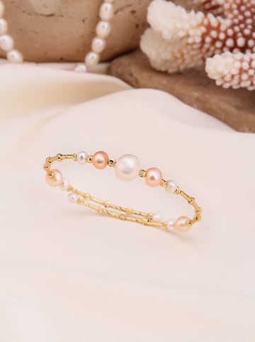 Pierres de Jade Pozłacana bransoletka z perłami