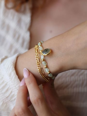 Pierres de Jade Vergold. Armkette mit Edelsteinen