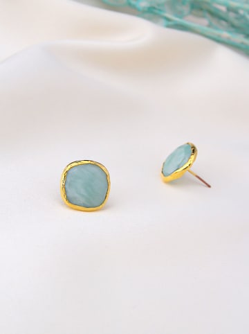 Pierres de Jade Vergold. Ohrstecker mit Edelsteinen