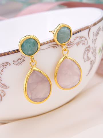 Pierres de Jade Vergold. Ohrstecker mit Edelsteinen