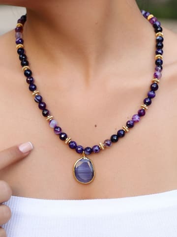 Pierres de Jade Vergulde ketting met sierelementen - (L)50 cm