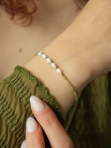 Pierres de Jade Vergulde armband met parels en kristallen
