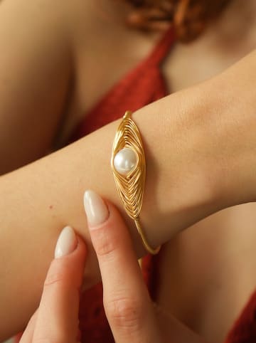 Pierres de Jade Vergulde armband met parels