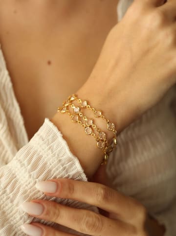 Pierres de Jade Vergulde armband met kristallen