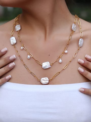 Pierres de Jade Vergulde ketting met sierelementen - (L)45 cm