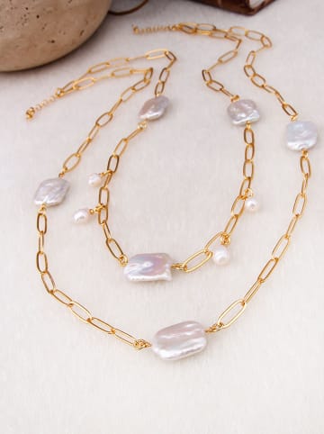 Pierres de Jade Vergulde ketting met sierelementen - (L)45 cm