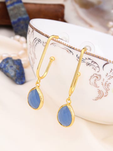 Pierres de Jade Vergulde oorstekers met edelstenen