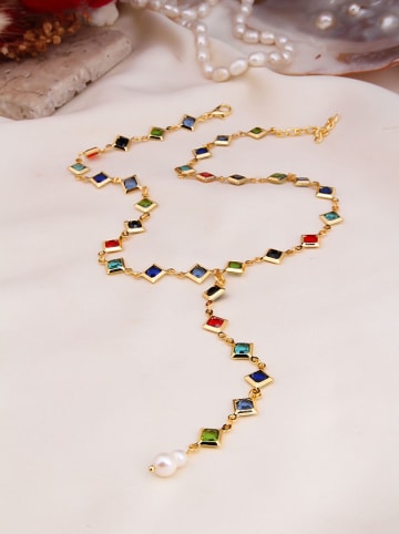 Pierres de Jade Vergulde ketting met sierelementen - (L)50 cm