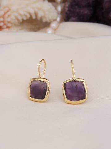 L'Atelier de Gaia Pozłacane kolczyki z ametystem