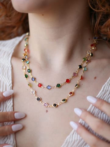 Pierres de Jade Vergulde ketting met sierelementen - (L)46 cm