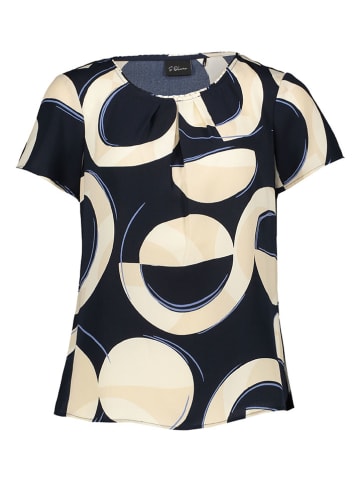 s.Oliver Bluse in Schwarz/ Beige/ Blau