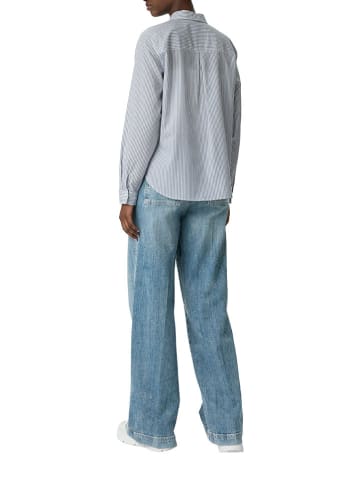 s.Oliver Bluse in Dunkelblau/ Weiß