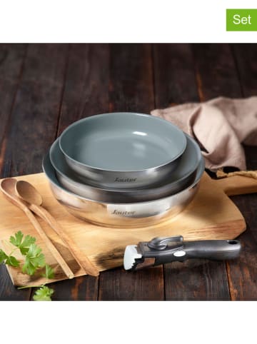 Sauter 4tlg. Set: Bratpfannen in Silber/ Schwarz