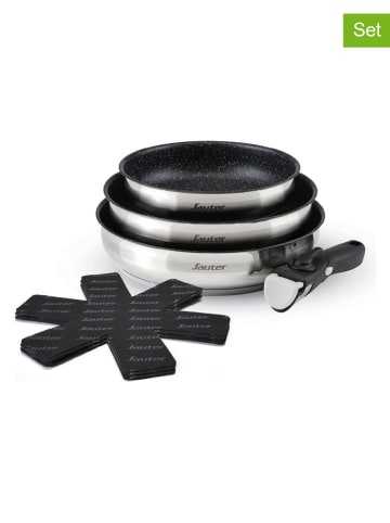 Sauter 5-delige set: braadpannen zilverkleurig/zwart