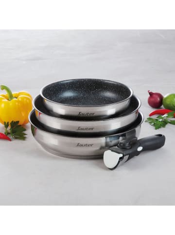 Sauter 5-delige set: braadpannen zilverkleurig/zwart