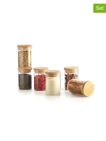 Sauter 6-delige set: kruidenpotten transparant/lichtbruin