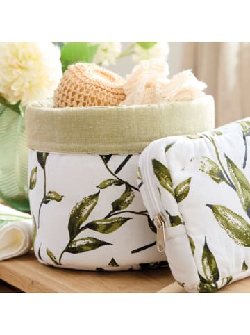 Sauter Koszyk w kolorze biało-zielonym - wys. 21 x Ø 20 cm