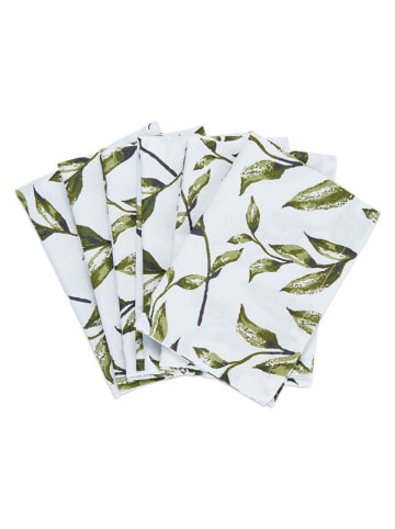 Sauter 6-delige set: servetten wit/groen - (L)40 x (B)40 cm
