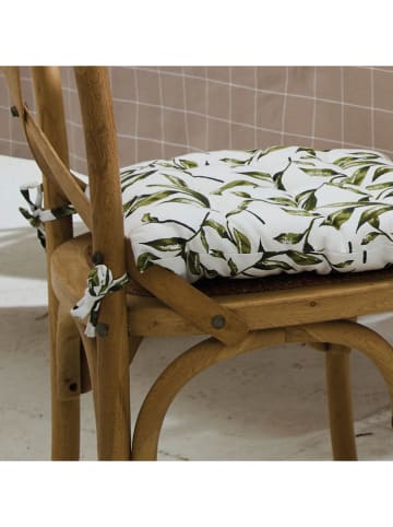 Sauter Poduszka w kolorze biało-zielonym na krzesło - 40 x 40 cm