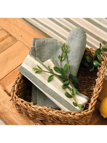 Sauter 6-delige set: servetten crème/groen - (L)40 x (B)40 cm