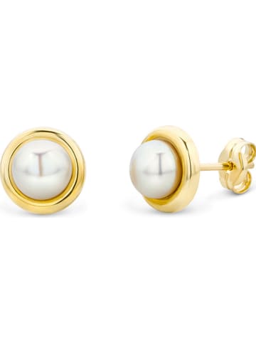 Revoni Złote kolczyki-wkrętki z perłami