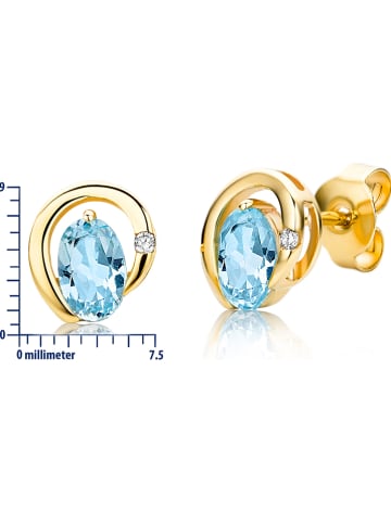 Revoni Gouden oorstekers met diamanten en topazen