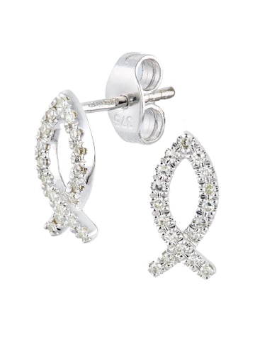 Revoni Witgouden oorstekers met diamanten