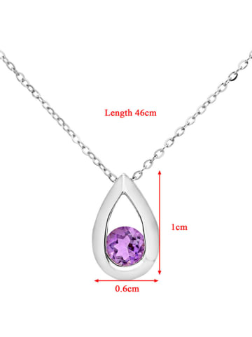 Revoni Witgouden ketting met edelsteen hanger - (L)46 cm