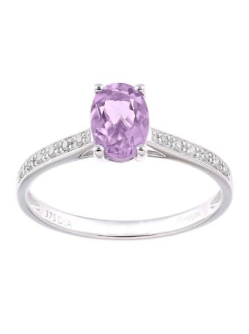 Revoni Złoty pierścionek z diamentami i ametystem