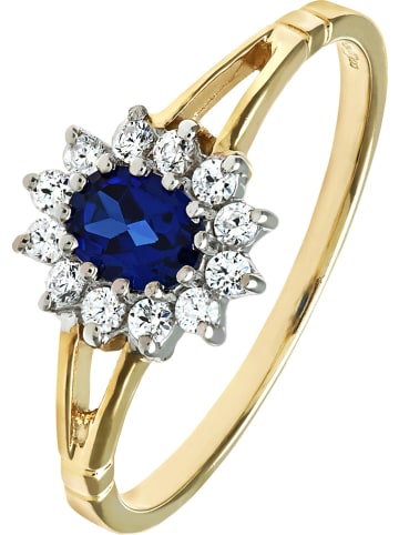 Diamant Exquis Gouden ring met saffier