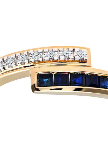 Diamant Exquis Złoty pierścionek z diamentami i szafirami