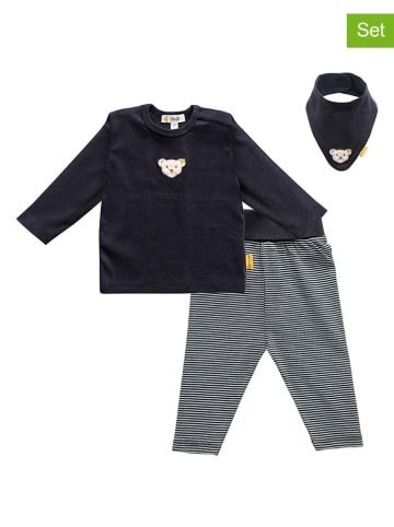 Steiff 3tlg. Outfit in Dunkelblau/ Weiß